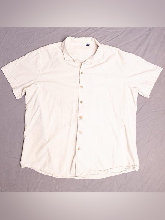 Design in Italy Other - Design In Italy Luxury Mens XL Short Sleeve Shirt Cream Off White Linen Blend